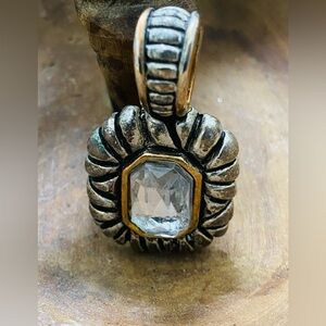 Artisan Silver-Tone Crystal Pendant – Vintage Sunburst Boho Statement Charm